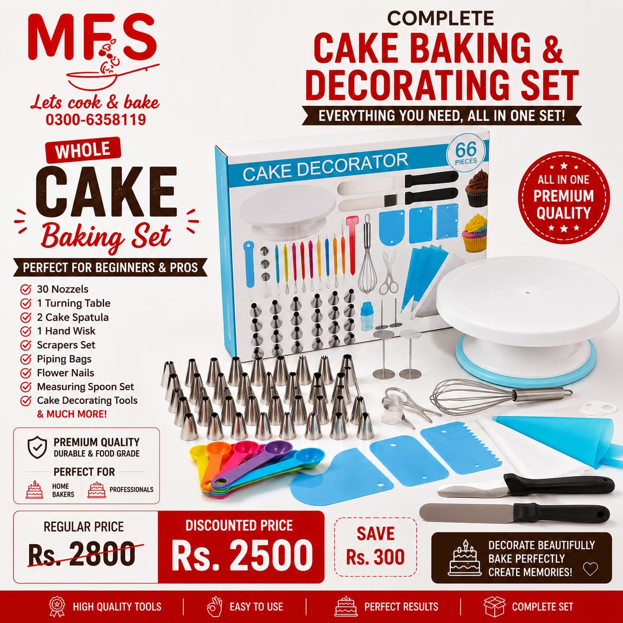 Complete Cake Baking & Decorating Set - everything you Need in one Box !