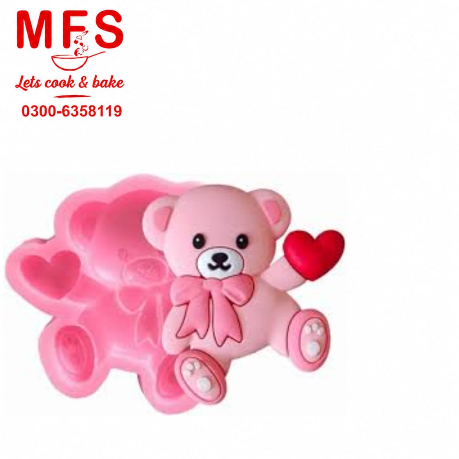 TEDDY BEAR w/ Heart MOLD, Fondant Mold, Chocolate Mold, Kids Birthday Cake Decoration, Valentines Day Mold, Love Theme Mold, Wedding Cake