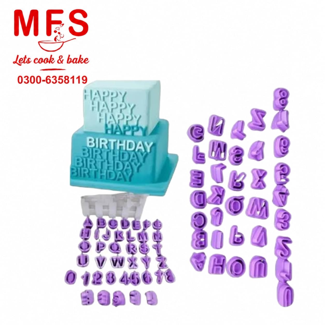 Alphabets, Numbers And Symbols Fondant Cutters 40Pcs Set Plastic