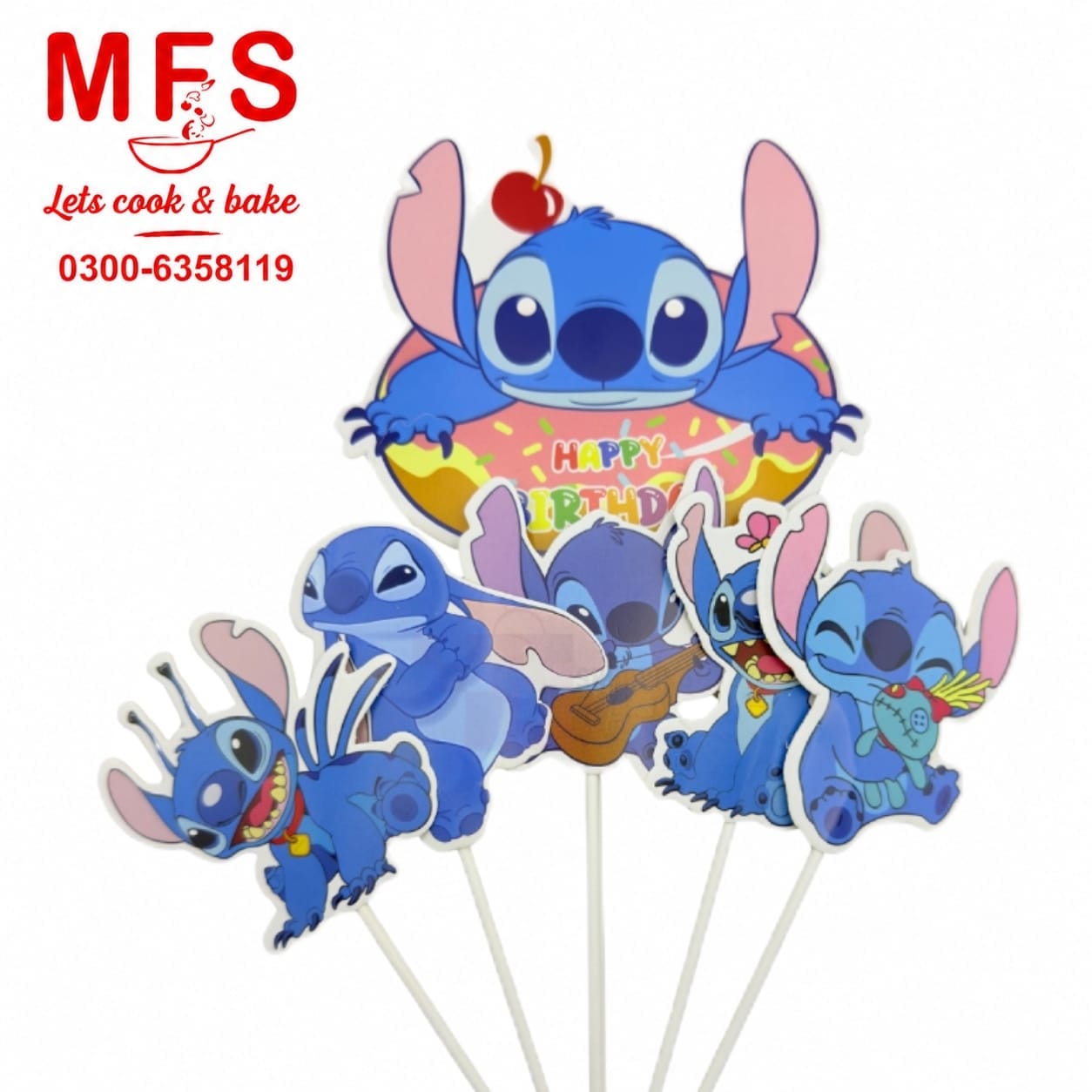Stitch birthday Theme cake Topper