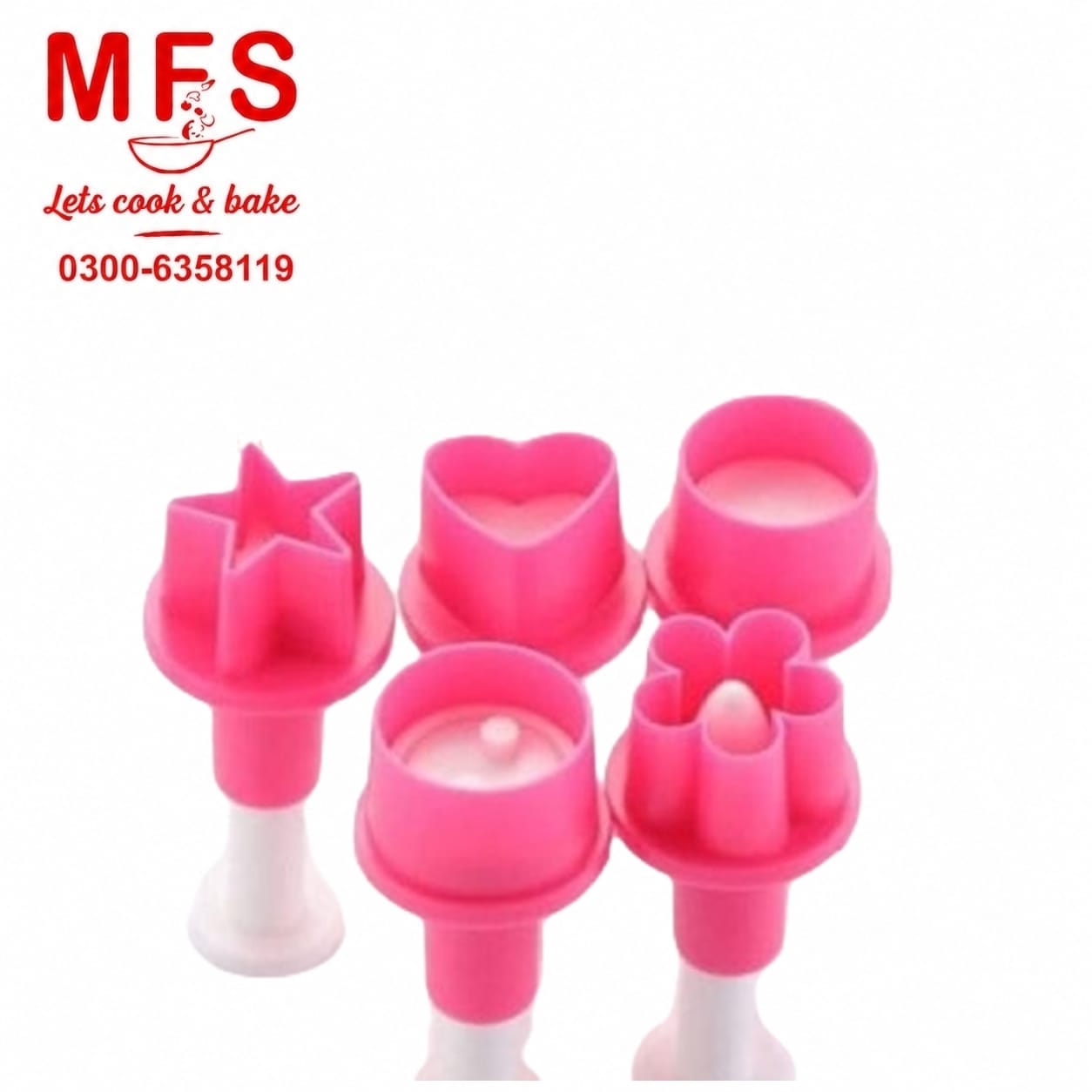 Mix Fondant Plunger Cutter 5Pcs Set