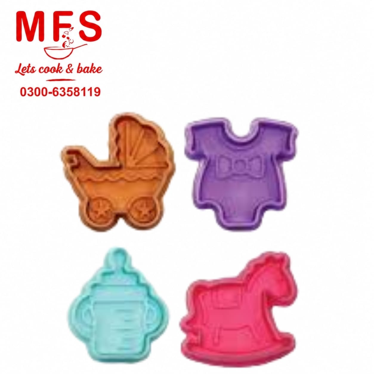 Baby Shower Fondant & Cookie Plunger Cutter 4 Pcs Set