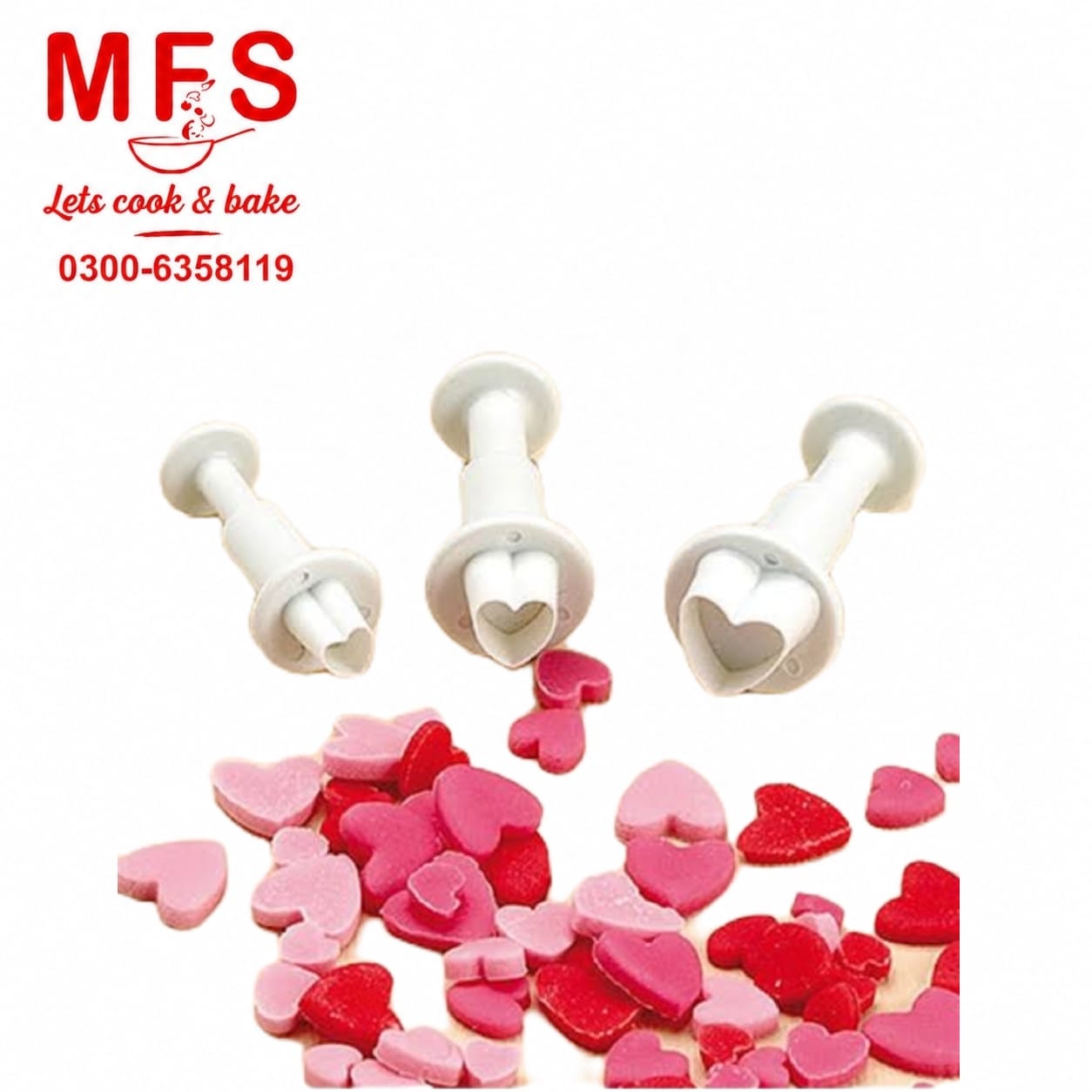 Heart Fondant Plunger 3pcs Set