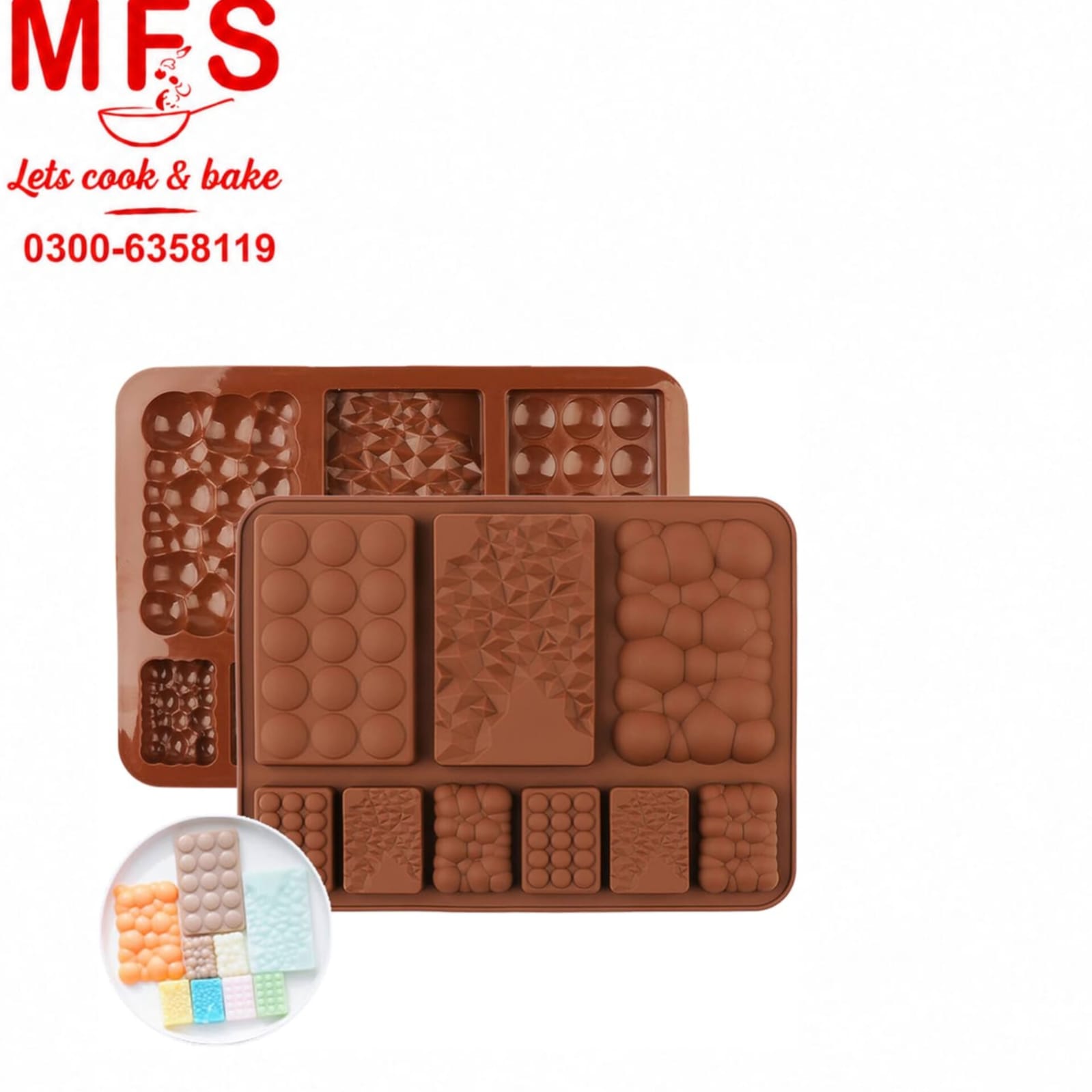 Bubble & Cracked Theme Silicone Chocolate Bar Mold 9 Cavity .