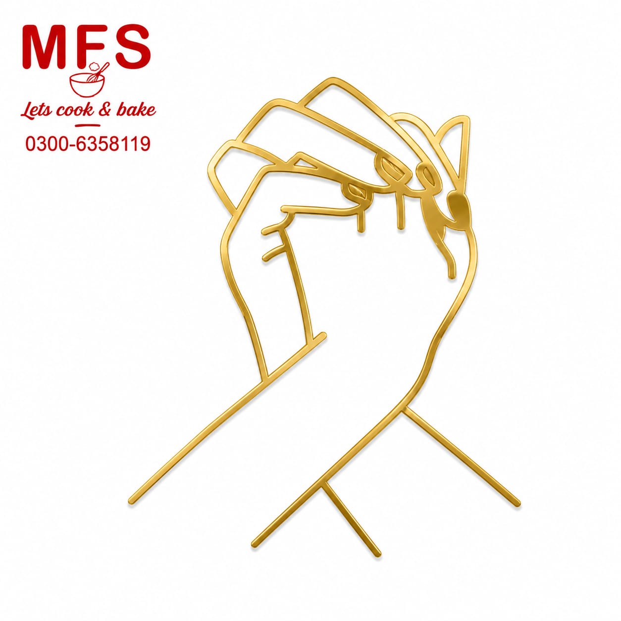 Hands Line Art Cake Topper