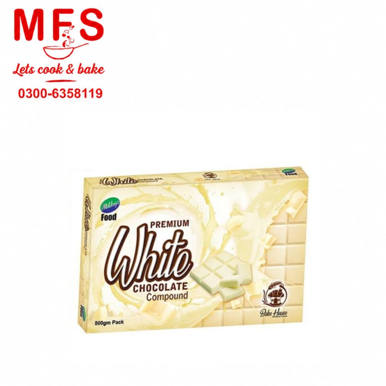 500-gram pack of Milkyz Food Premium White Chocolate Compound.