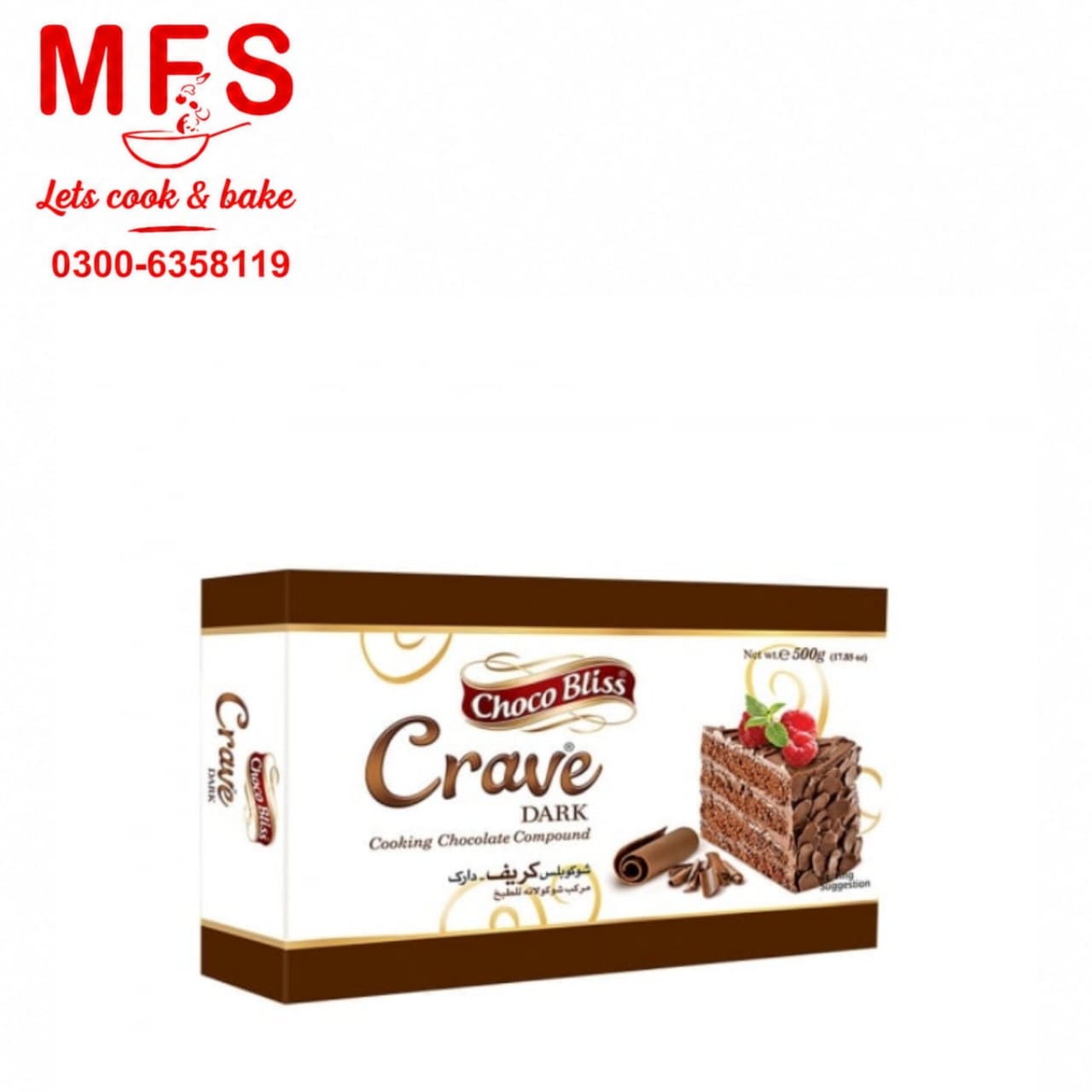 500g package of Choco Bliss Crave Dark Cooking Chocolate Compound.