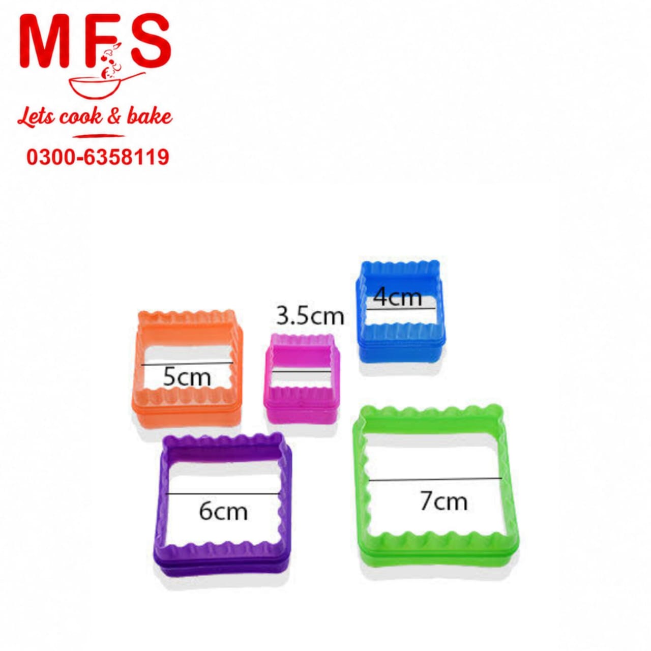 Square Shape Cookie Cutters Colorful 5Pcs Set Plastic ...
