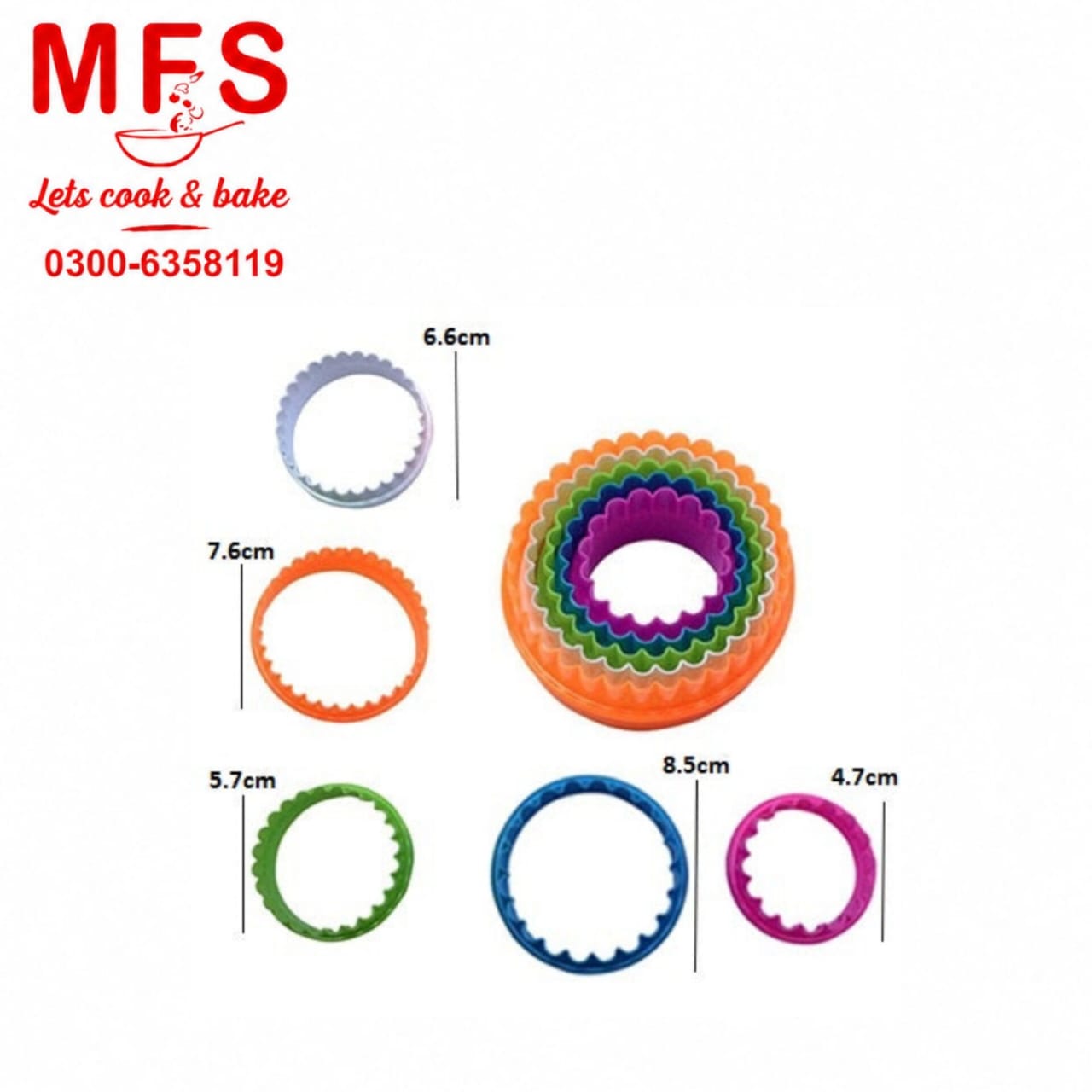 Colorful Round 5 Pcs Plastic Cookie Cutter