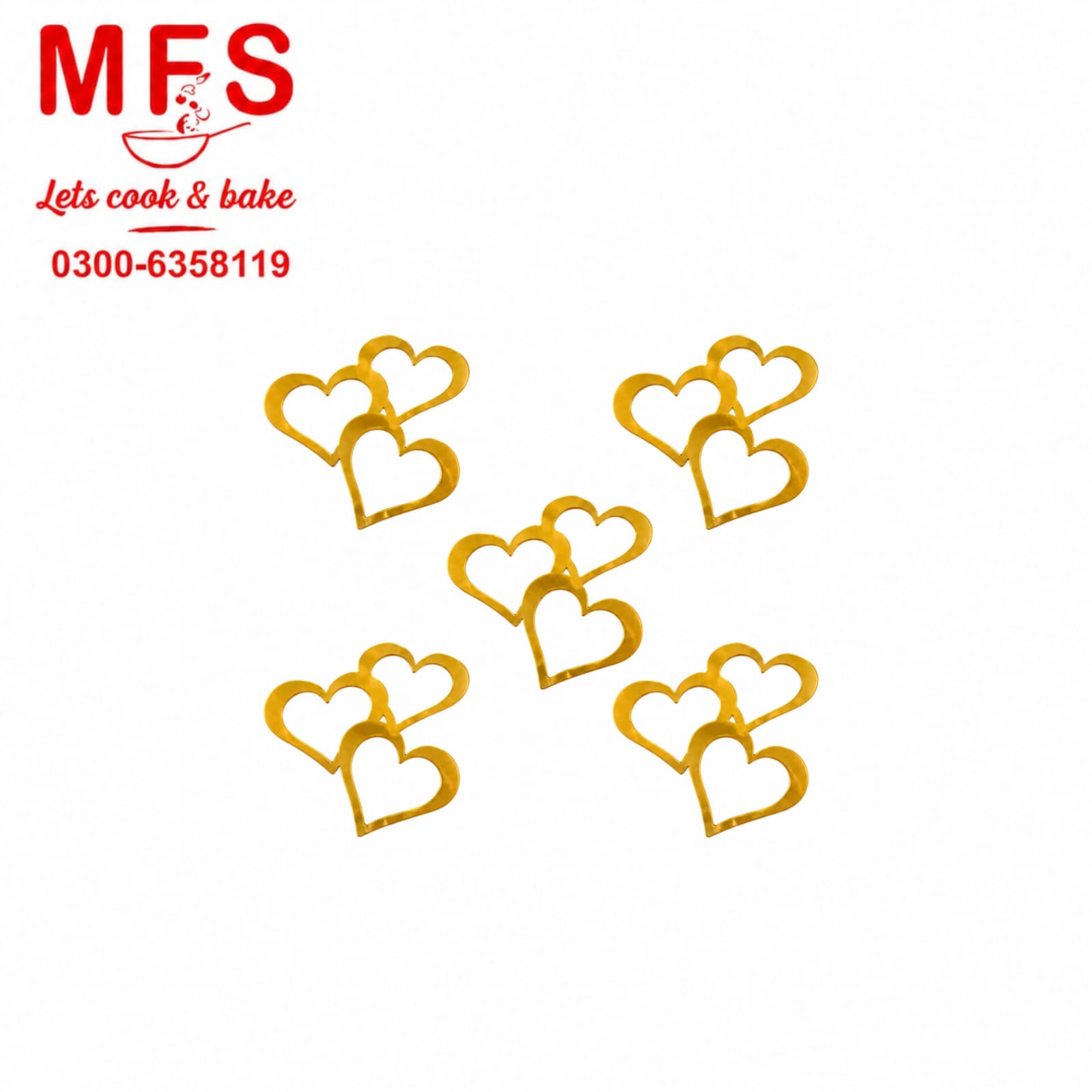 Acrylic heart 5pcs cake topper
