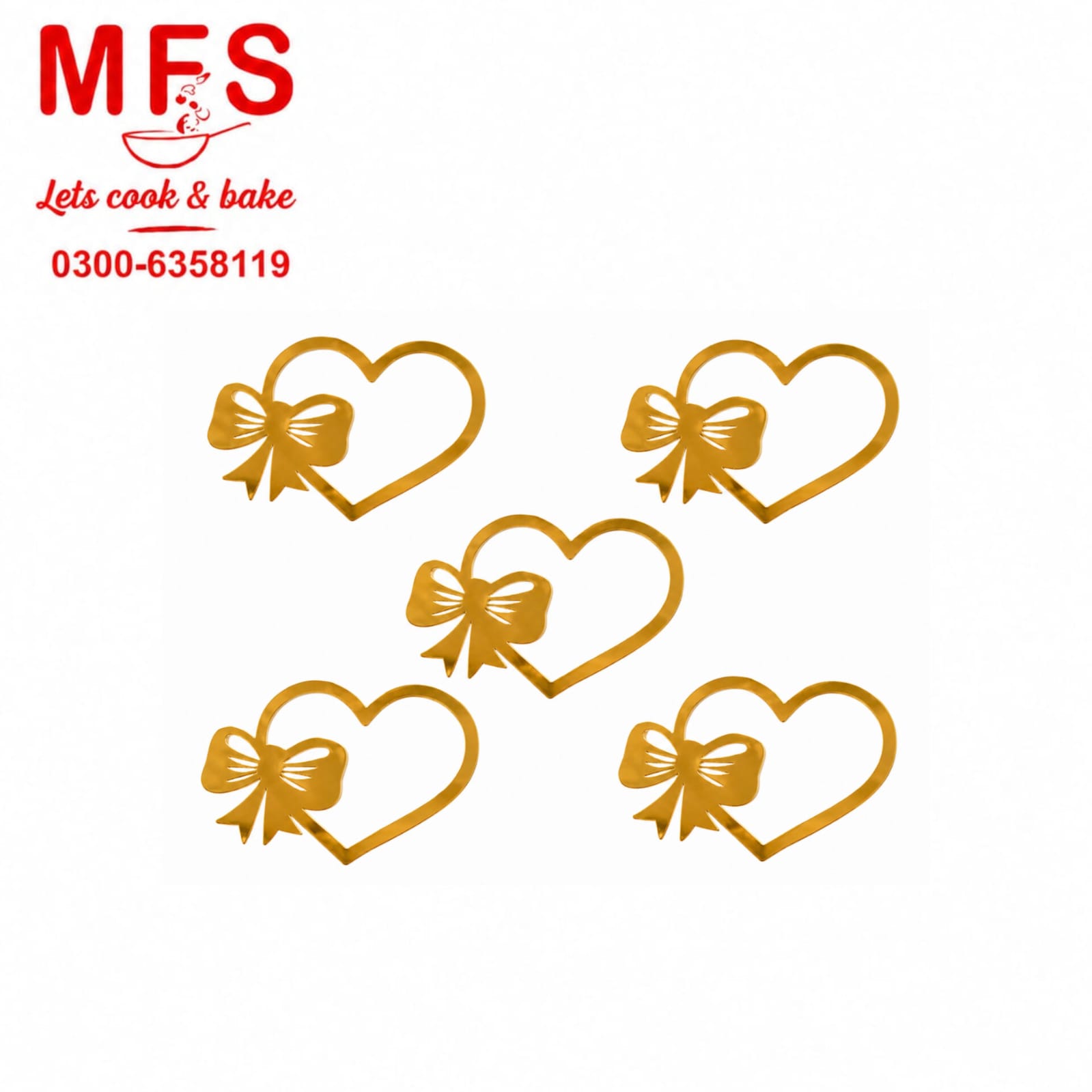 Heart Shaped Ribbon Farme 5pcs cut out Cake topper