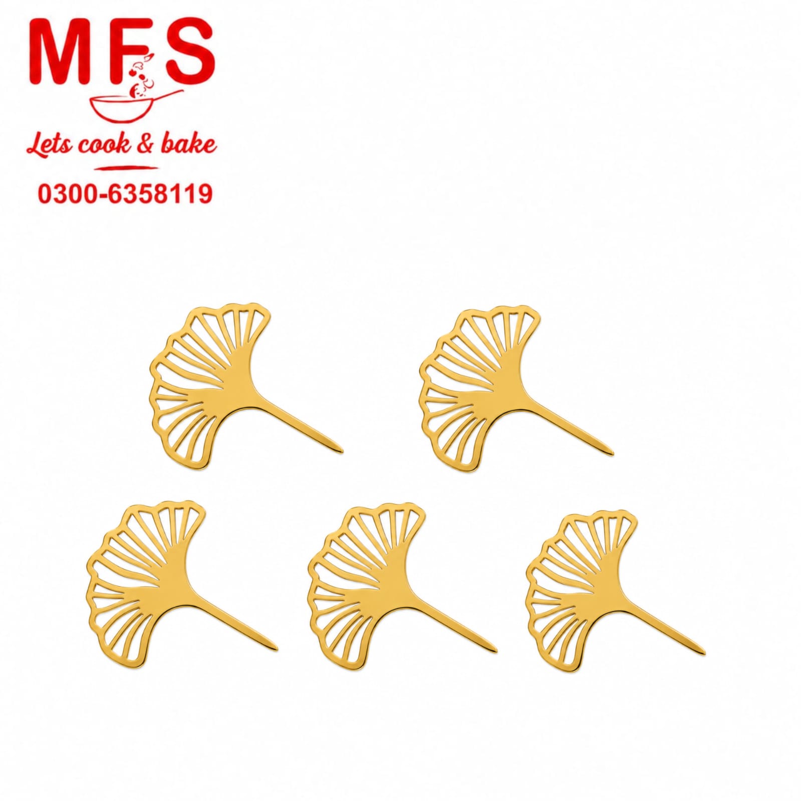 10PCS Acrylic Gold Ginkgo leaf Cake Topper