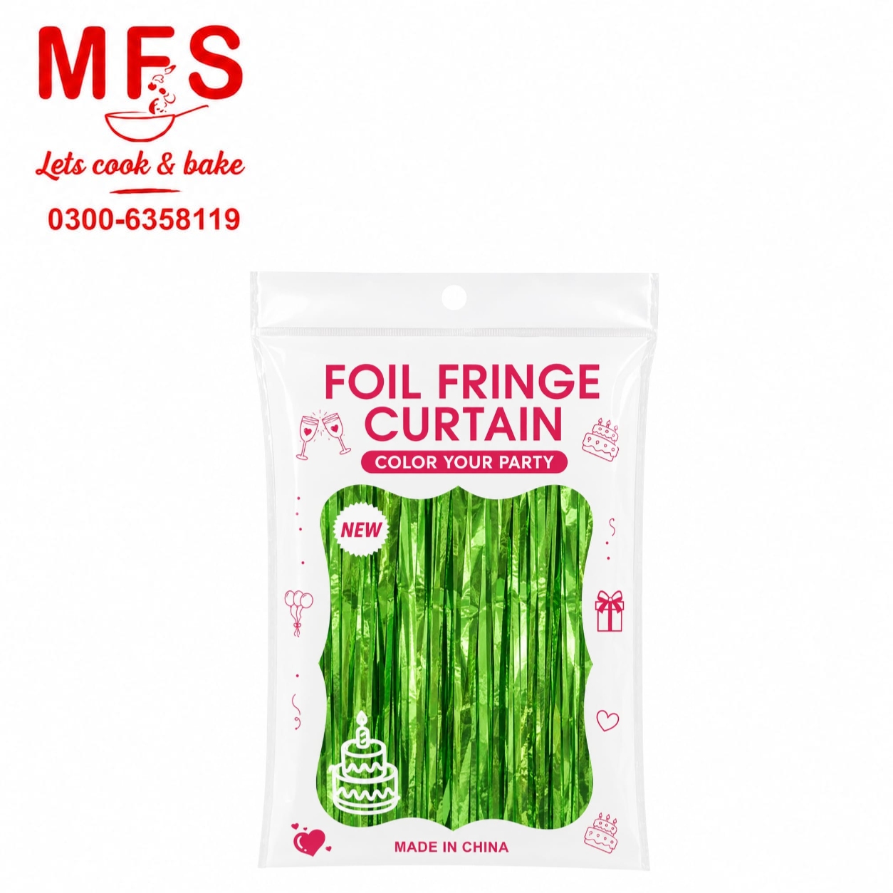 Green Foil Fringe Curtain 3x8 ft | Party Backdrop
