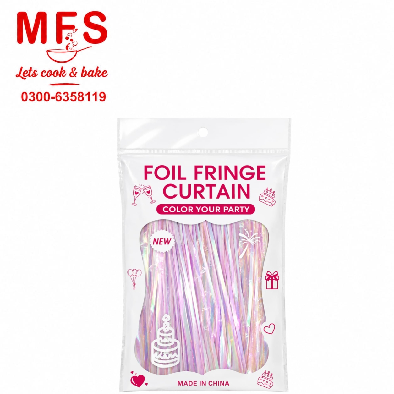 FOIL FRINGE CURTAIN NEON SHINE