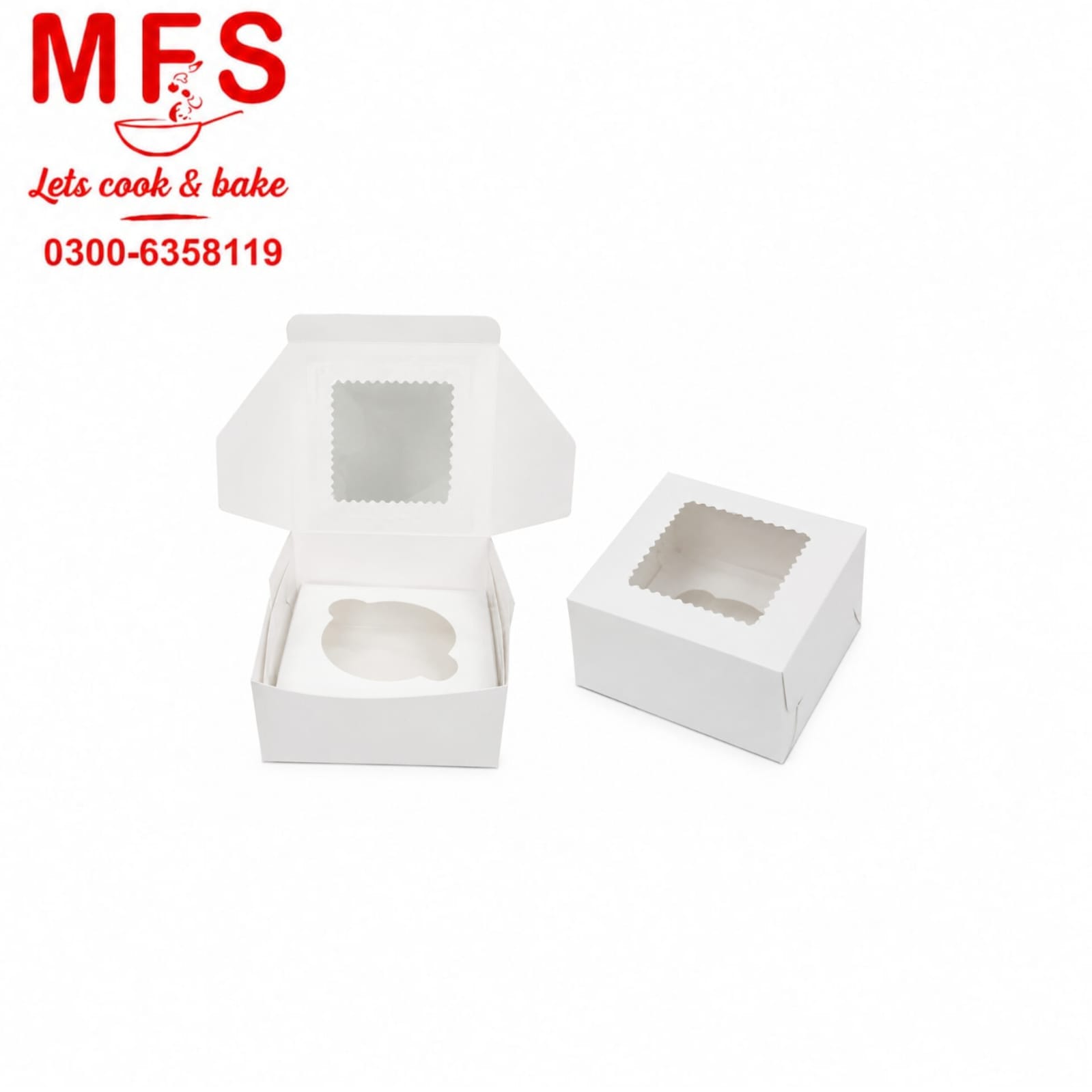 single-cavity white cupcake box